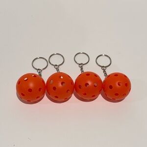 🆕 Pack of 4 New Orange Pickleball Keychains